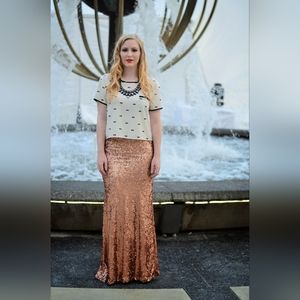 Copper Maxi Sequin Skirt